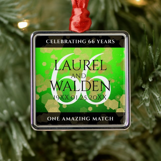 Elegant 66th Titanite Wedding Anniversary Metal Ornament (Tree)