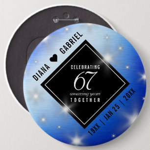 Elegant 67th Star Sapphire Wedding Anniversary 6 Inch Round Button