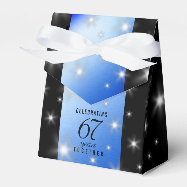 Elegant 67th Star Sapphire Wedding Anniversary Favor Box (Front Side)