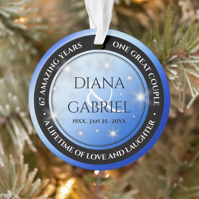 Elegant 67th Star Sapphire Wedding Anniversary Ornament (Tree)