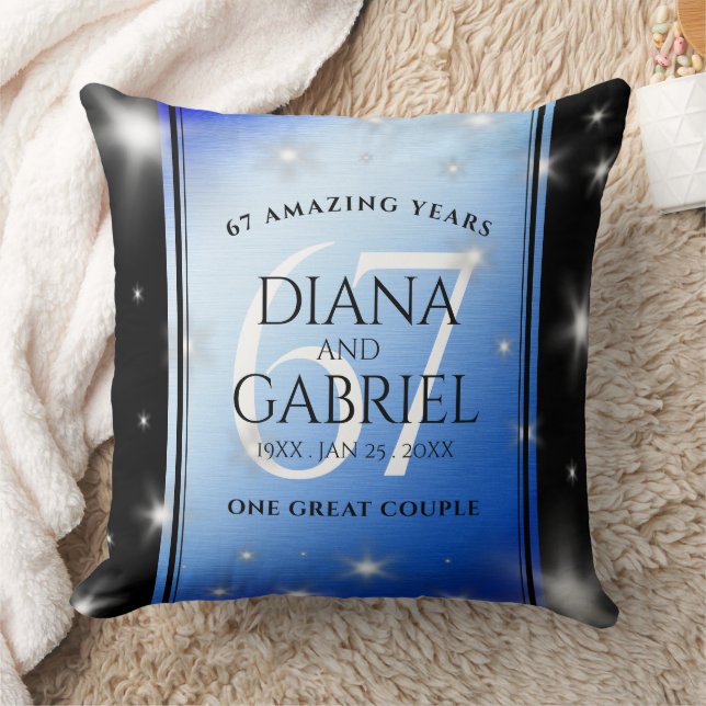 Elegant 67th Star Sapphire Wedding Anniversary Throw Pillow (Blanket)