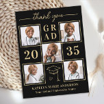 Elegant 6 Photo Black Gold Graduation Thank You Postcard<br><div class="desc">Introducing our exquisite personalized graduation thank you cards, the perfect way to express your gratitude and appreciation in style. Designed for the modern graduate, these cards feature a sleek and elegant layout adorned with a chic photo collage option, allowing you to showcase up to six of your favourite senior year...</div>