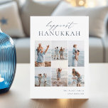 Elegant 6 Photo Collage Happiest Hanukkah Holiday Card<br><div class="desc">Share cheer with these modern Hanukkah holiday cards featuring 6 of your favourite photos in a grid collage layout. "Happiest Hanukkah" appears at the top in hand lettered calligraphy and classic serif lettering. Personalize with your family name and the year at the lower right.</div>