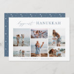 Elegant 6 Photo Collage Happiest Hanukkah Holiday Card<br><div class="desc">Share cheer with these modern minimal Hanukkah holiday cards featuring 6 of your favourite photos in a horizontal grid collage layout. "Happiest Hanukkah" appears at the top in hand lettered calligraphy and classic serif lettering. Personalize this elegant minimalist design with your family name and the year beneath.</div>