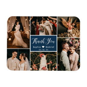 Élégant 6 Photo Collage Mariage Merci Magnet