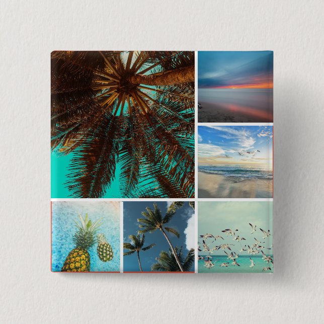 Elegant 6 Photo Collage Personalized Button (Front)