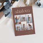 Elegant 6 Photo Collage Shalom Hanukkah Foil Holiday Card<br><div class="desc">Share cheer with these modern Hanukkah holiday cards featuring 6 of your favourite photos in a grid collage layout. "Shalom" appears at the top in rose gold foil connected lettering adorned with tiny stars. Personalize with your holiday greeting,  family name and the year at the lower right.</div>