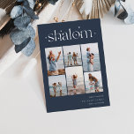 Elegant 6 Photo Collage Shalom Hanukkah Foil Holiday Card<br><div class="desc">Share cheer with these modern Hanukkah holiday cards featuring 6 of your favourite photos in a grid collage layout. "Shalom" appears at the top in silver foil connected lettering adorned with tiny stars. Personalize with your holiday greeting,  family name and the year at the lower right.</div>