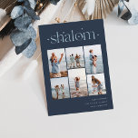 Elegant 6 Photo Collage Shalom Hanukkah Holiday Card<br><div class="desc">Share cheer with these modern Hanukkah holiday cards featuring 6 of your favourite photos in a grid collage layout. "Shalom" appears at the top in connected lettering adorned with tiny stars. Personalize with your holiday greeting,  family name and the year at the lower right.</div>