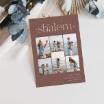 Elegant 6 Photo Collage Shalom Hanukkah Holiday Card<br><div class="desc">Share cheer with these modern Hanukkah holiday cards featuring 6 of your favourite photos in a grid collage layout. "Shalom" appears at the top in connected lettering adorned with tiny stars. Personalize with your holiday greeting,  family name and the year at the lower right.</div>
