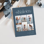 Elegant 6 Photo Collage Shalom Hanukkah Holiday Card<br><div class="desc">Share cheer with these modern Hanukkah holiday cards featuring 6 of your favourite photos in a grid collage layout. "Shalom" appears at the top in connected lettering adorned with tiny stars. Personalize with your holiday greeting,  family name and the year at the lower right.</div>