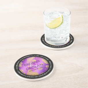 Elegant 6th 33rd 47th Amethyst Wedding Anniversary Coaster