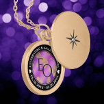 Elegant 6th 33rd 47th Amethyst Wedding Anniversary Gold Plated Necklace<br><div class="desc">Celebrate the 6th, 33rd, or 47th wedding anniversary with this commemorative locket! Elegant black and white lettering with gold-dusted hexagonal confetti on an amethyst purple background add a memorable touch for this special occasion and (extraordinary) milestone. Customize with couple's initials, a special message, and dates for their amethyst anniversary. Design...</div>