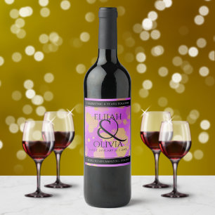 Elegant 6th 33rd 47th Amethyst Wedding Anniversary Wine Label