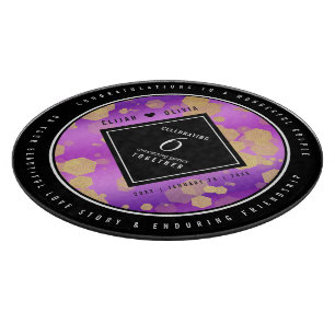 Elegant 6th Amethyst Wedding Anniversary Cutting Board