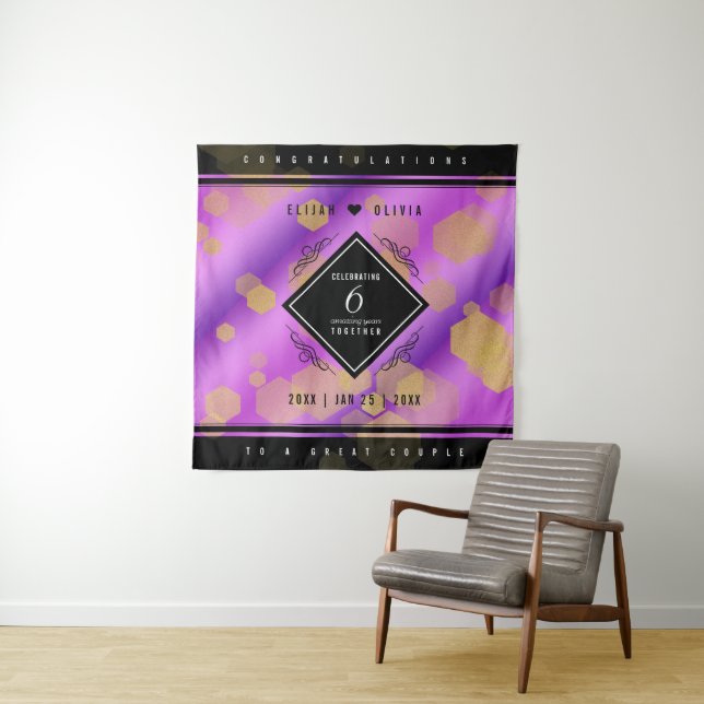 Elegant 6th Amethyst Wedding Anniversary Tapestry (In Situ)