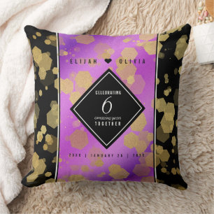 Elegant 6th Amethyst Wedding Anniversary Throw Pillow