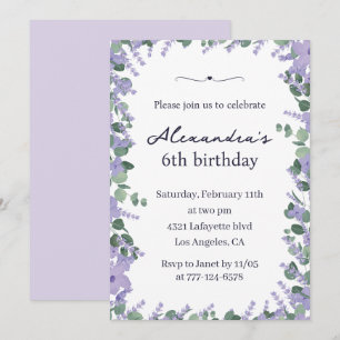 Elegant 6th birthday invitations Floral Frame
