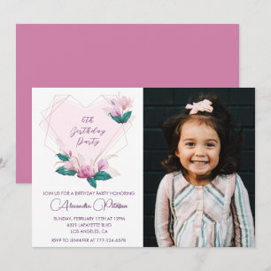 Elegant 6th birthday invitations Floral Photo