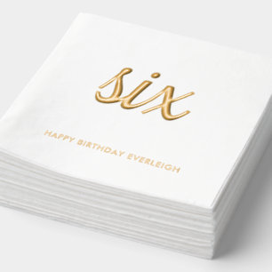 Elegant 6th Birthday Modern Gold Foil Napkins