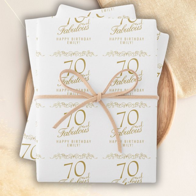 Elegant 70 and Fabulous 70th Birthday  Wrapping Paper Sheet (Creator Uploaded)