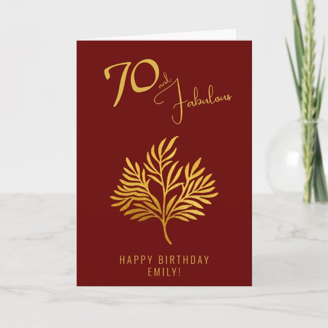 Elegant 70 and Fabulous Gold Twigs 70th Birthday  Card (Front)