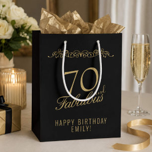 Elegant 70 and Fabulous Ornament 70th Birthday Medium Gift Bag