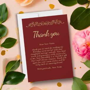 Elegant 70 and Fabulous Ornament 70th Birthday Thank You Card