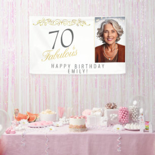 Elegant 70 and Fabulous Ornament Birthday Photo Banner