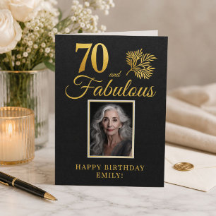 Elegant 70 and Fabulous Twigs 70th Birthday Photo Card