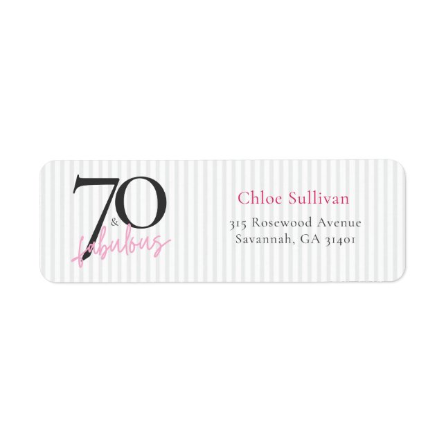 Elegant 70 & Fabulous Pink Script Birthday Party (Front)