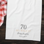 Elegant 70 So what Funny Quote 70th Birthday Kitchen Towel<br><div class="desc">Elegant 70 So what Funny Quote 70th Birthday kitchen towel. The inspirational and funny quote 70 so what. Make your own 70th birthday kitchen towel for her or for him and personalize with your name and age. Great for a person with a sense of humour.</div>