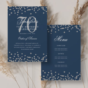 Élégant 70e anniversaire Menu du programme Silver