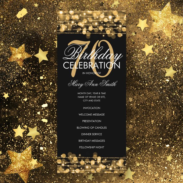 Élégant 70e anniversaire programme de fête Gold av (Créateur téléchargé)