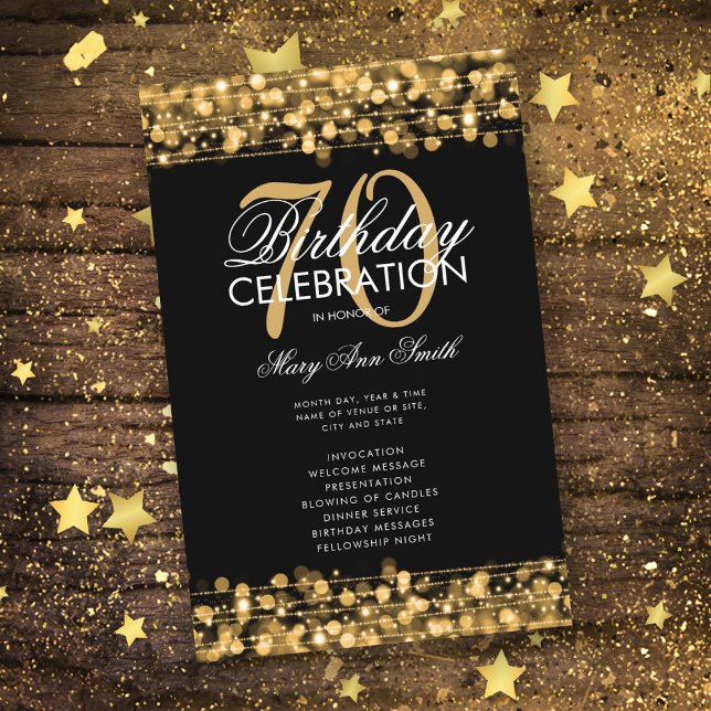 Élégant 70e anniversaire programme de fête Gold av (Créateur téléchargé)