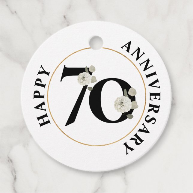 Elegant 70th Anniversary Favour Tags (Front)