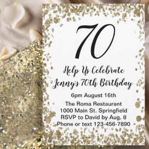 Elegant 70th Birthday Invitation For Her in Gold