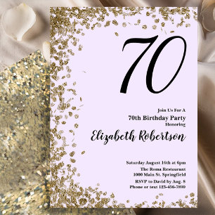 Elegant 70th Birthday Invitation Gold Sequins