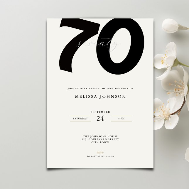 Elegant 70th Birthday Invitation - Minimal Style (Créateur téléchargé)