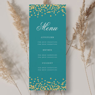 Elegant 70th Birthday Menu Gold Turquoise Confetti Invitation