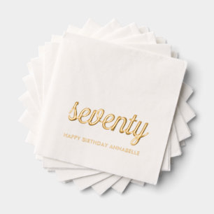 Elegant 70th Birthday Modern Gold Foil Napkins