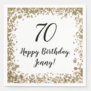 Elegant 70th Birthday Napkins For Her in Gold