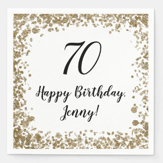 Elegant 70th Birthday Napkins For Her in Gold