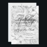 Elegant 70th Birthday Party Floral Silver White Invitation<br><div class="desc">Elegant 70th Birthday Party Floral Silver & White invitation template.</div>