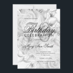 Elegant 70th Birthday Party Floral Silver White Invitation<br><div class="desc">Elegant 70th Birthday Party Floral Silver & White invitation template.</div>