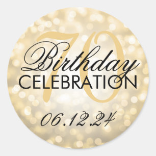 Elegant 70th Birthday Party Gold Glitter Lights Classic Round Sticker