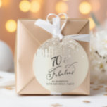 Elegant 70th Birthday Party Gold Glitter Thank You Favour Tags<br><div class="desc">Elegant gift tags for your 70th birthday party featuring "Thank You" and "70 & Fabulous" in stylish calligraphy,  a gold faux foil background and gold faux glitter.</div>