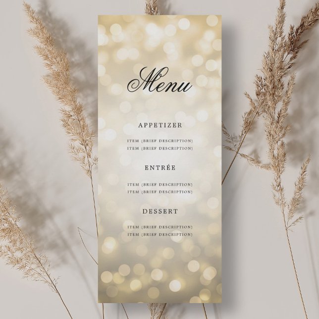 Elegant 70th Birthday Party Menu Gold Bokeh Invitation (Elegant 70th Birthday Party Menu Gold Bokeh Invitation)