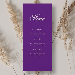 Elegant 70th Birthday Party Menu Gold Purple  Invitation