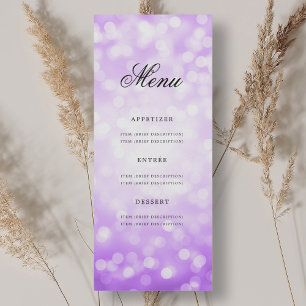 Elegant 70th Birthday Party Menu Purple Bokeh Invitation